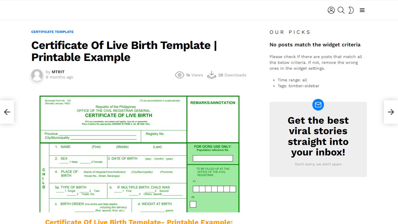 Certificate Of Live Birth Template - FREE Sample Templates